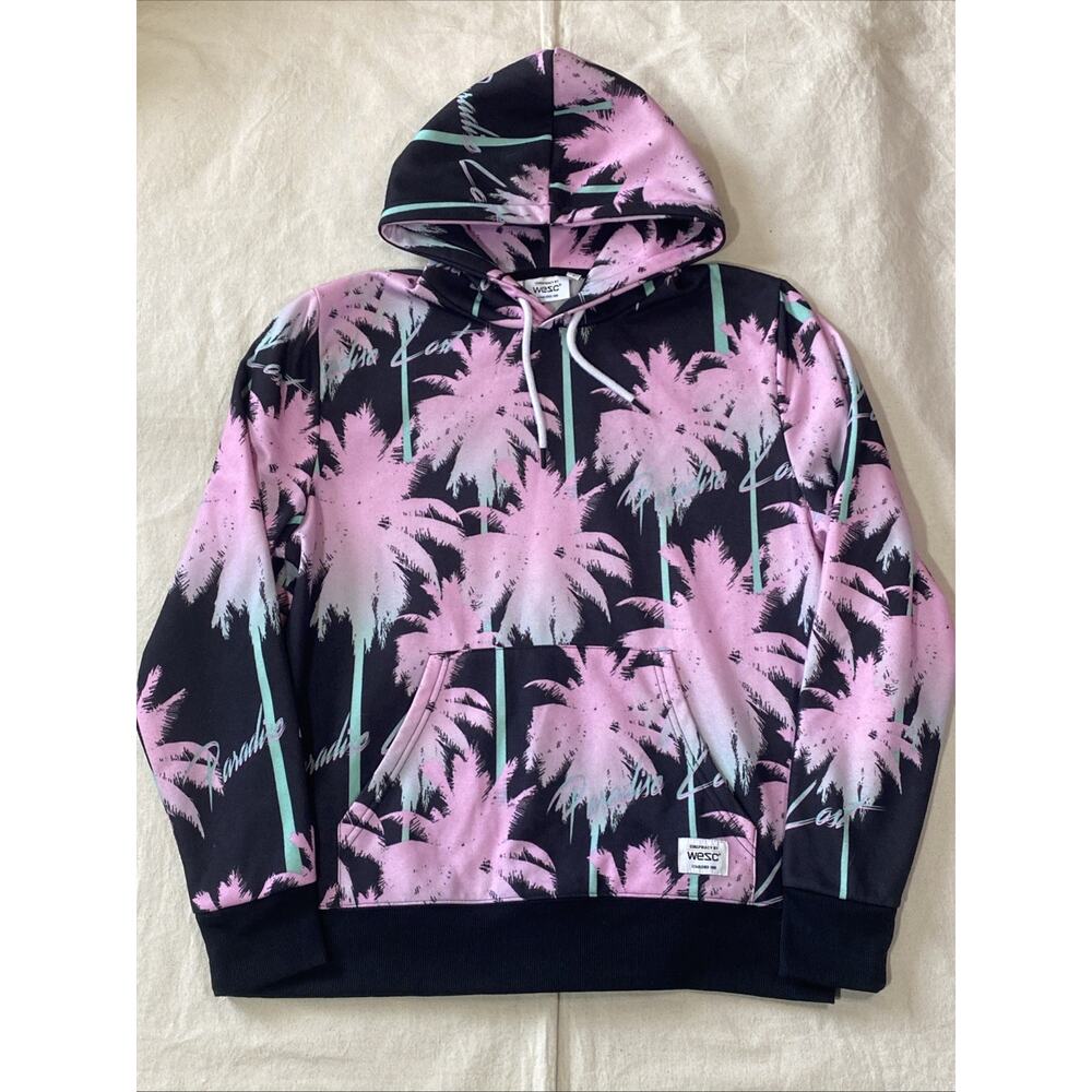 Conspiracy by Wesc‎ Paradise Lost Hoodie Palm Trees Black Pink Mens L Womens XL